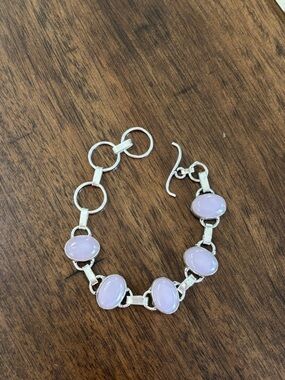Silver Bracelet with Lavender Cabochon Stones